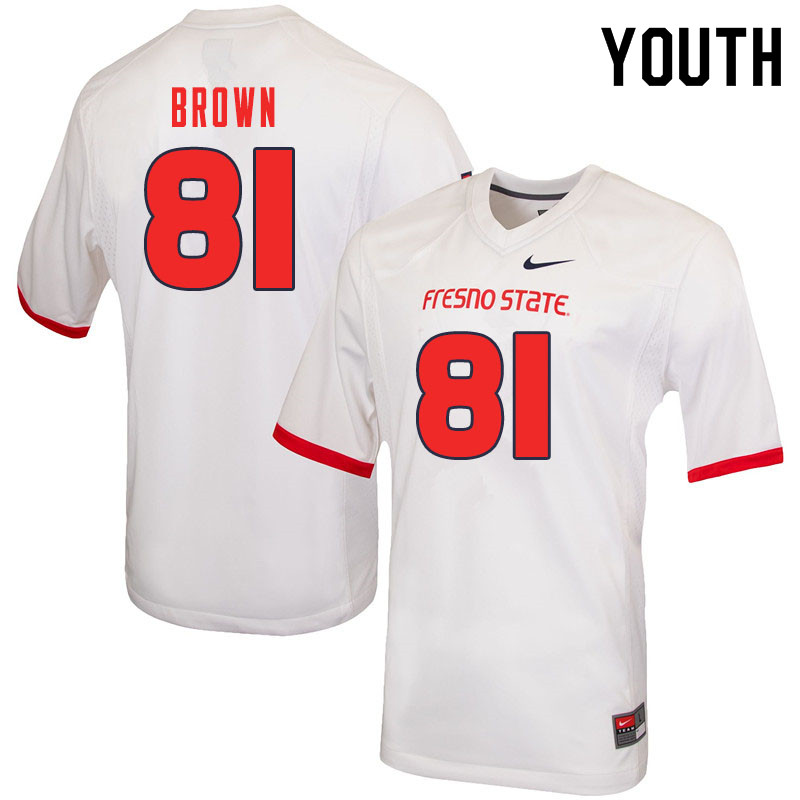 Youth #81 Jordan Brown Fresno State Bulldogs College Football Jerseys Sale-White - Click Image to Close